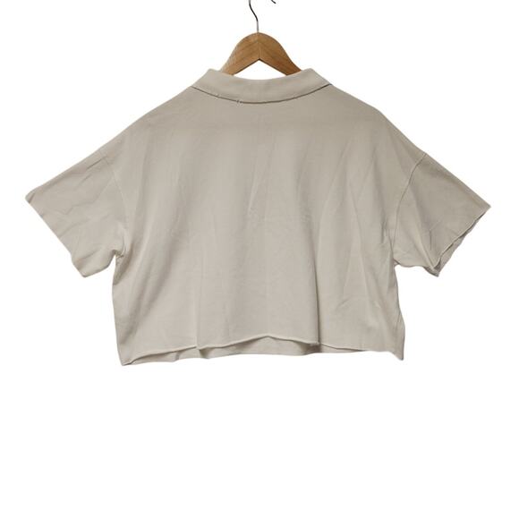 NWT Offline by Aerie Cropped Polo Shirt Distressed Tennis Core Vacation Size M - Picture 2 of 10
